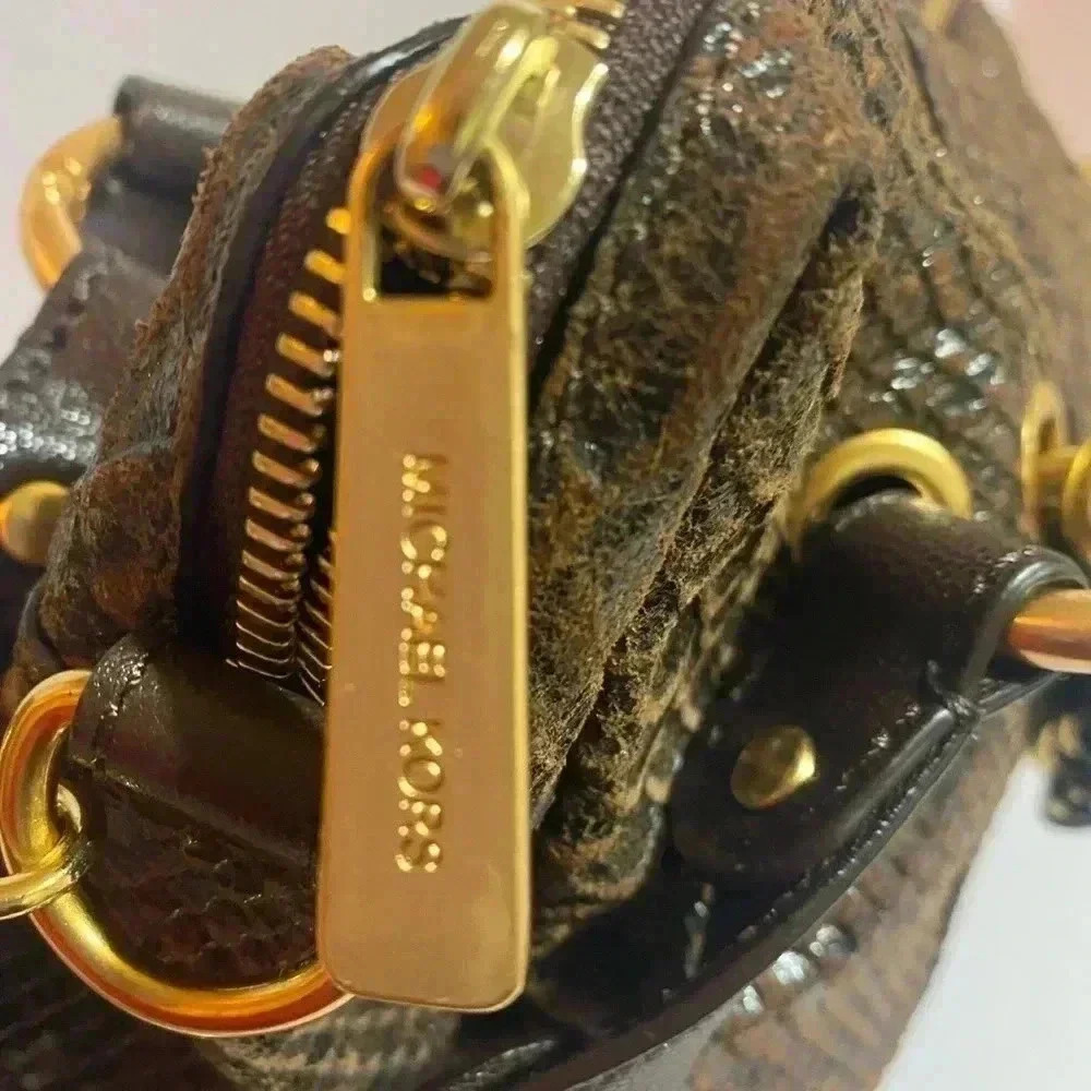 Michael kors brown leather suede satchel handbag - Picture 11 of 13